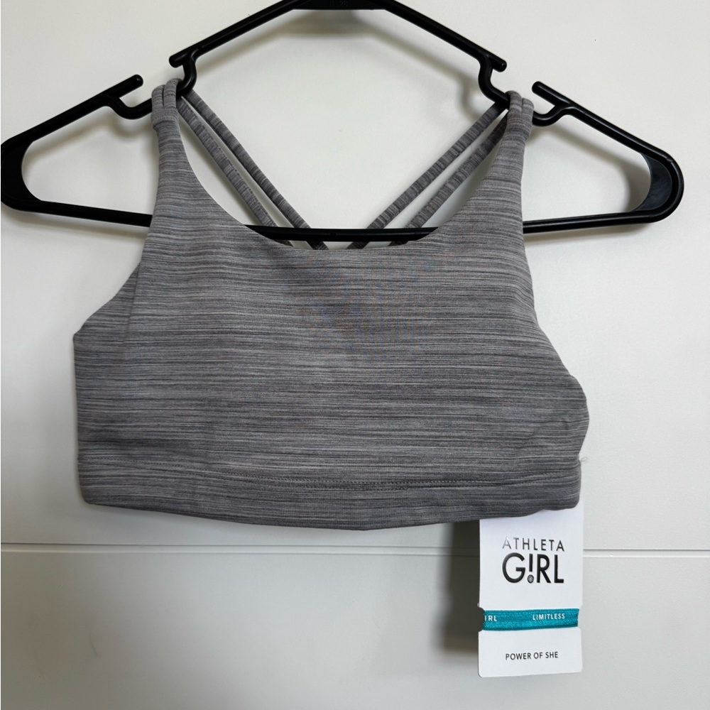 Athleta Gray Strappy Sports Bra 12 large